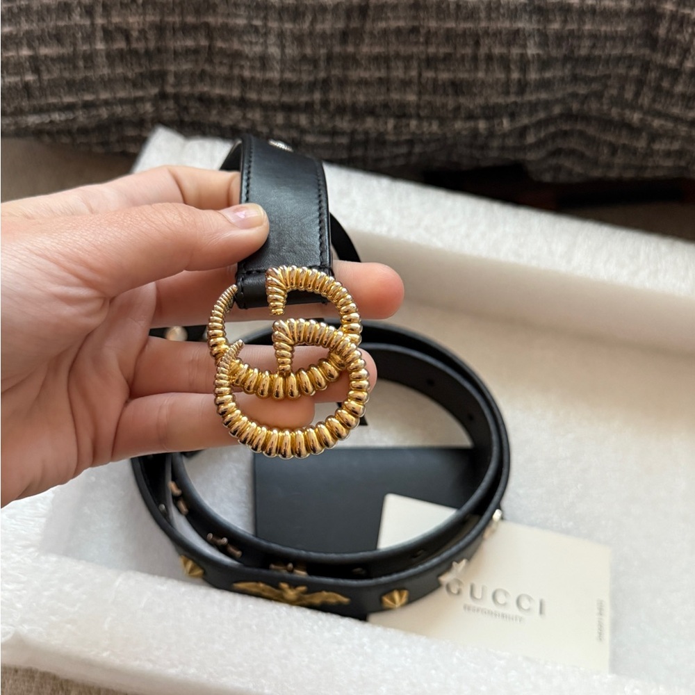 Gucci Black Belt with Gold and Silver Accents - Picture 2 of 6